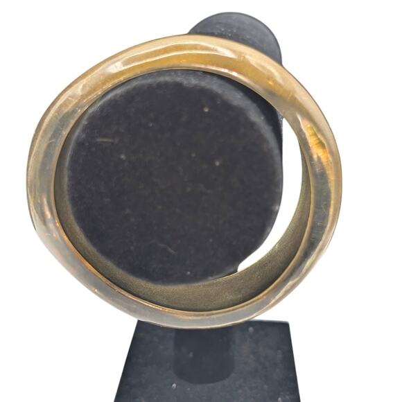 Vintage Gold Shimmer Abstract Lucite Bangle Bracelet - Picture 3 of 5